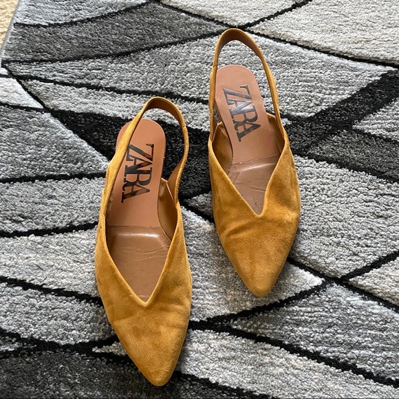 Zara Shoes - Zara faux suede sling back flats 38